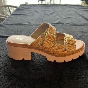 BC Jute Two-Buckle Platform Slide Sandal